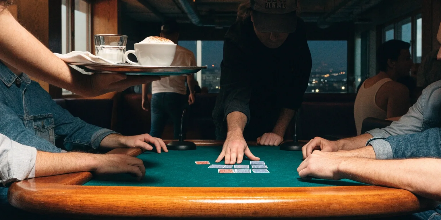 Hosté u stolů v pokerovém sále Red Gum Estate během večerní hry